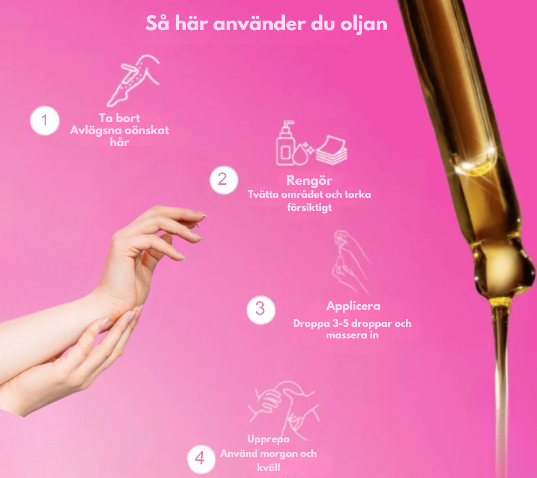 Hårborttagningsolja - Len hud utan rakhyvel